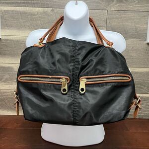 Big Buddha Black Slouchy Shoulder Bag with Tan Removable Shoulder Strap